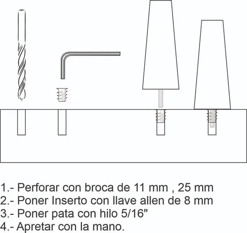 Pata Madera Conica de 12cm Natural