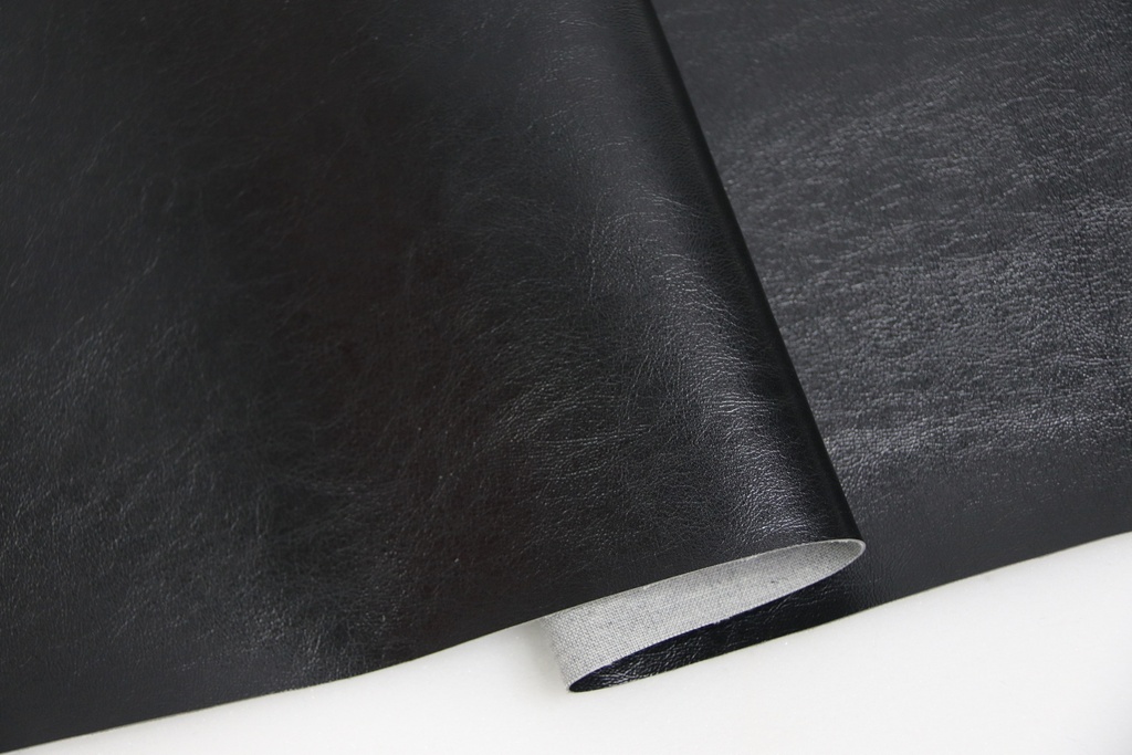 [TEL012] Cuero Sintetico PU Shinning Negro 1mm Metro